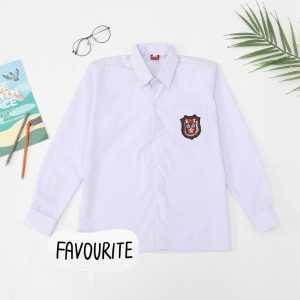Seragam Sekolah - Kemeja Panjang Putih Bed Bordir SD / Bahan TC / Putih Kebiruan Cerah / salmafathimah8