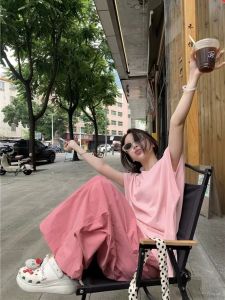 Salt Series Street Style Sportswear Set Womens Loose Casual Fashion Dopaamine Short Sleeve Long Pants Two-Piece Summer Outfit