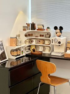 Desktop Corner Cup Storage Rack Family Coffee Corner Cup Holder Mugs Water Cup Multi-layer Storage Shelf Lazy Desk Organizer
