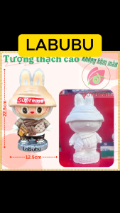 Tượng thạch cao trắng Labubu đội nón M95 (Không kèm màu) Bé Tô Màu Tô Tượng