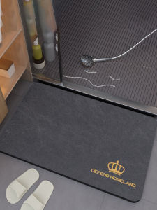 Bathroom Door Mat Water Absorbent Non-Slip Entrance Rug Quick Dry Toilet Floor Carpet Home Decorative Machine Washable Geometric Pattern