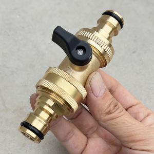 3/4" Brass Ball Valve Quick Connector - EU Thread Bidirectional Flow for Car Wash & Garden Hoses Leakproof with Rubber Gaskets