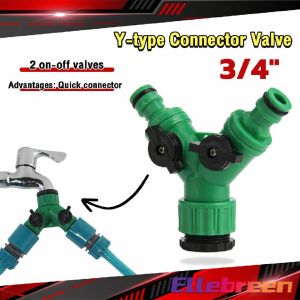 2 Way 1/2-3/4" Garden Hose Splitter Connector Y-Type Watering Connector Distributor Outdoor Sprinkle