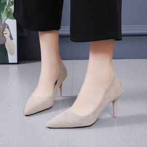 5cm Heel Womens Shoes Middle Heel 7-8cm Girls Etiquette Elegant Single Thin Heel Versatile Professional Fashionable Casual
