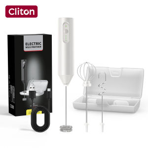 cliton | Portable Multi-Function Wireless Rechargeable Milk Frother Handheld Electric Mini Blender with Storage Base for Coffee Lovers
