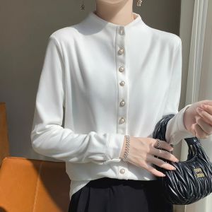 WANGGONGZHU | Double-Sided Velvet Thickened Stand Collar Womens Base Shirt Autumn Winter Inner Wear Fashionable Princess Style Fleece Lined Shirt