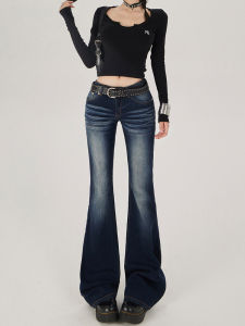 American Style Retro Low Waist Bell Bottom Jeans Womens Spring Autumn New Elastic Slimming Horse Hoof Flared Pants