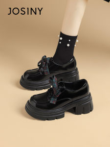 Josiny | Thick Heeled Loafer Shoes With Faux Fur Lining