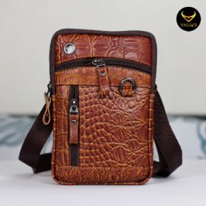 [VALQO] RAZO b Tas Kulit Sapi Selempang Slingbag Ukuran Kecil Muat Tempat HP Pria Wanita
