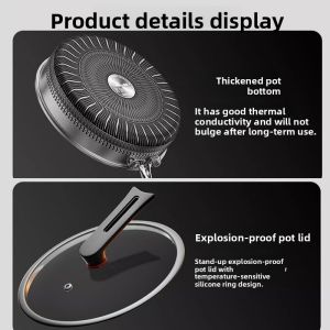 Thickened Double-sided Screen Non-stick Pan Flat Bottom 316 Stainless Steel Multi-layer Steel Wear-resistant Kitchen Cooking Utensils