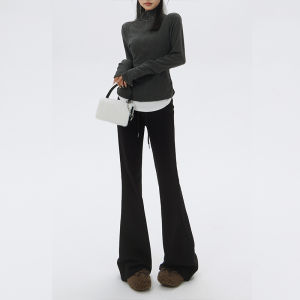 Lulu White Bell Bottom Sweatpants Womens New 2025 Spring Slimming Versatile Drapey Casual Sporty Bell Pants Low Waist Long Pants Cotton Polyester Blend