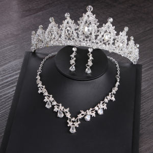 Princess Style Wedding Crown Hair Accessory Set Sparkling Alloy Gemstone Headwear for Bridal Gown Birthday Party Favors