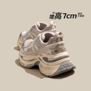 Vintage Style Womens Sport Shoes Thick Bottom High Top Dad Sneakers Color Worn out Design Versatile Casual Loafers for Autumn