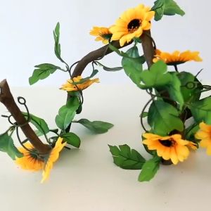 【Fast Delivery】2.2M Artificial Silk 26 Heads Sunflower Fake Flowers Vine with Green Leaves For Wedding Home Decor