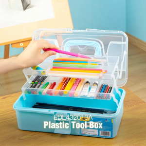 Deli Art Toolbox / Kotak Perkakas Plastik 13\\\" 2 Tingkat Kuat DL432013A - Biru