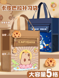 Carpalini Tutoring Bag Canvas Handbag Elementary School Student Boys Girls Bookbag Document Bag Art Bag Tutoring Class Homework Document  Bag Storage Children Study Tutoring Bag