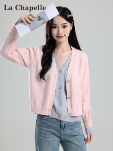 La Chapelle | Warm & Stylish Womens Knit Cardigan with Contrast V-Neck