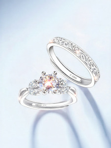 East Beauty | Moissanite Couple Matching Silver Rings Pair
