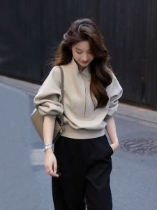 Short Sleeveless Hoodless Grey Sweatshirt Womens Fashion Spring 2024 Korean Style Loose Fit Air Layer Inner Wear Top