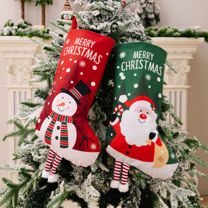 62cm Large Christmas Stocking Cute Santa Claus Snowman Elk Hanging Leg Christmas Socks Candy Gift Bag Christmas Decoration Party Supplies