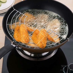 Household 304 stainless steel oil spill rack frying filter screen semi-circular pot edge drip rack