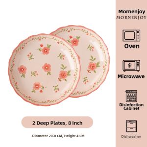 mornenjoy | Creamy Style Underglaze Handpainted Ceramic Bowls 20cm Diameter