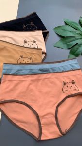 Quần lót nữ cotton dệt kim co dãn 4 chiều họa tiết mèo dễ thương QC11 YiOn Underwear