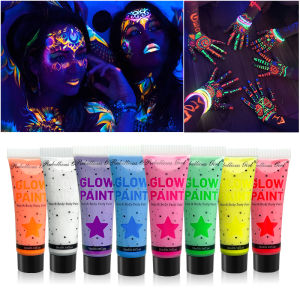 Bộ Sơn Vẽ Mặt Và Thân Thể Huỳnh Quang Neon 10ml Dành Cho Trẻ Em Phát Sáng Dưới Tia UV Trang Điểm Cosplay 8 Màu Bộ Dụng Cụ Vẽ Tranh Cho Tiệc Tùng Lễ Hội Halloween