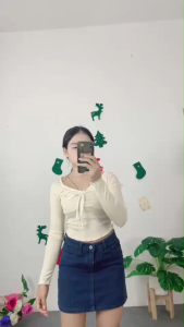 ชุดเซ็ตแฟชั่น เสื้อเชิ้ตแขนยาว+กระโปรงยีนส์