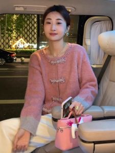 WANGGONGZHU | New Chinese Style Loose Long Sleeve Sweater Coat Women Autumn Winter Comfortable Knitted Cardigan Single Button Round Neck Design