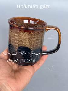 Bộ cốc đĩa bộ tách trà cafe bộ cốc uống nước dung tích 250ml gốm sứ Bát Tràng cao cấp không chì men hoả biến