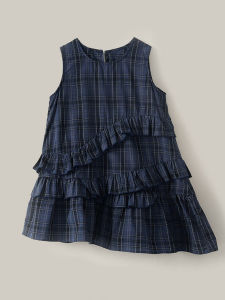 Girls Cotton Summer Dress Thin Vest Style Plaid Princess Skirt Little Girl Cake Skirt Sweet Style Vest Dress Childrens Clothing
