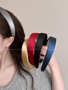 Retro Wide Edge Hairband Womens New 2025 Sponge Satin Headband Autumn Simple Encore Red Hair Accessories Hair Clips