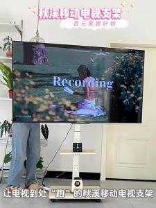 TV Stand With Wheels TV Floor Stand TV Stand With Wheels Floor Type Floor Stand Vertical White Solid Wood Art Shelf 电视支架