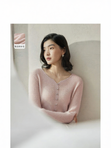 Áo Cardigan Len Đan Nút Đơn Giản