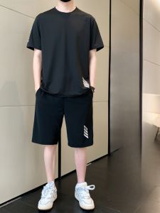 ROMON | Bộ đồ thể thao chạy bộ mùa hè Lormen dành cho nam Áo thun tay ngắn vải lụa băng mỏng Quần short thể thao ngoài trời