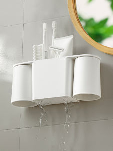 Magnetic Toothbrush Holder Wall Mounted Bathroom Sink Cup Storage Rack No Drilling Required Toothbrush Stand Organizer