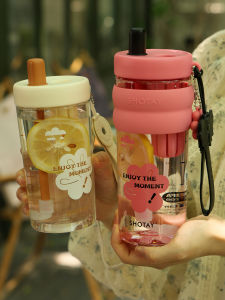 Cốc Nhựa Tritan Dung Tích Lớn Chống Rơi Có Ống Hút Dễ Mang Theo Phong Cách Mới 2025 Cốc Đựng Nước Cho Nữ Cốc Đựng Nước Di Động