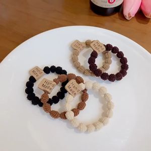 [5 PCS] Karet Ikat Rambut Bola-Bola Warna Latte Korea Style Fashion Aksesoris Rambut Wanita