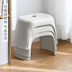 เก้าอี้พลาสติกทรงสี่เหลี่ยมเรียบง่าย หนา ขนาดเล็ก สำหรับเด็ก สำหรับใส่รองเท้า สำหรับใช้ในบ้าน วัสดุพลาสติก จีนแผ่นดินใหญ่