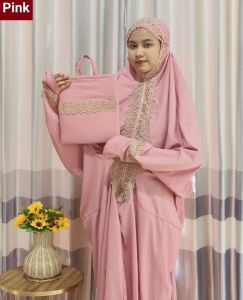 Mukena Terusan Nagita Katun Polino Renda Giper Include Tas
