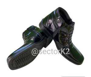 Sepatu PDH Mengkilap Doff Tali Mati Ritzsleting Pinggir