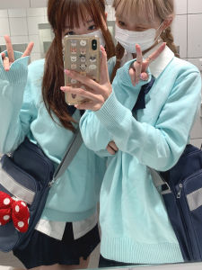 Original Mars Jk แขนยาวสีน้ําเงิน คอวี เสื้อสวม เสื้อถักผู้หญิง สไตล์ หลากหลาย ฤดูใบไม้ร่วง ฤดูหนาว เสื้อท่อนบน งานฝีมือคุณภาพ