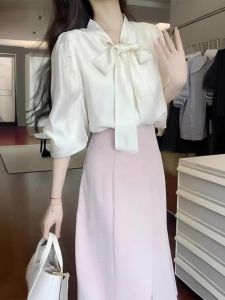 Bộ Đồ Hai Mảnh Phong Cách Nhẹ Nhàng Thanh Lịch Phong Cách Hàn Quốc Dành Cho Nữ Mùa Thu Năm 2025 Bộ Đồ Hai Mảnh Bao Gồm Áo Sơ Mi Và Váy