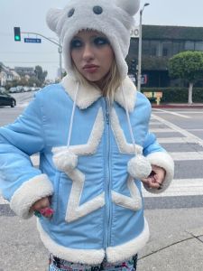 Light Cotton Y2K Star Pattern Millennium Girl Sweet And Spicy Autumn Winter Fashion Street Punk round Neck Long Sleeve T-Shirt