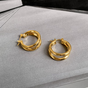 Minimalist Double Layer Metal Ring Earrings Women Fashion Sensation High End Feelings Elegant Clasps Earring Jewelry Accessories