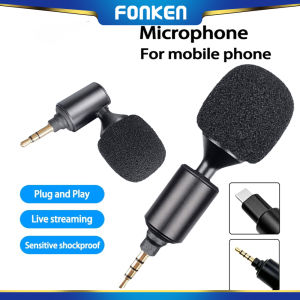 FONKEN ไมโครโฟนมินิพับได้ตรงแจ็ค3.5มม. 4ขั้วไมโครโฟน Type-C ตัวเชื่อมต่อไมโครโฟนสำหรับกล้องโทรศัพท์