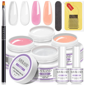 SAVILAND 4 Color Builder Nail Gel Clear White Pink Nude Soak Off UV Hard Nail Strengthener Extension Home Salon DIY