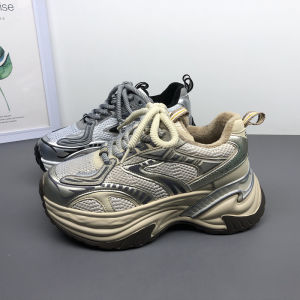 รองเท้าผ้าใบพื้นหนาสำหรับผู้หญิง รองเท้าลำลองแบบสวมหัวกลม พื้นยาง ฤดูหนาว หนังแท้ อบอุ่น รองเท้าสวมแบบสวมสบาย รองเท้าเด็กเก่า