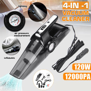 12000pa Portable Vacuum Cleaner 4 in 1 Car Vacuum Cleaning Tire Inflatable Lighting Air Compressor Mini Car Vacuum